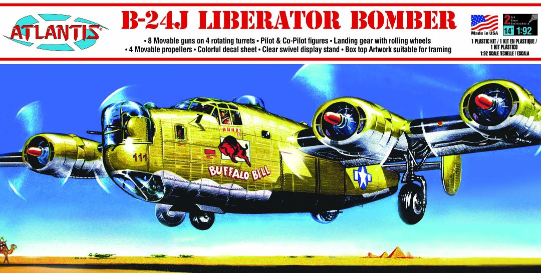 Atlantis B-24J Bomber Buffalo Bill with Swivel Stand - Click Image to Close