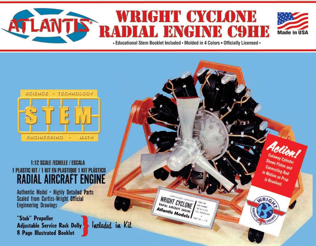 Atlantis Wright Cyclone 9 Radial Engine STEM