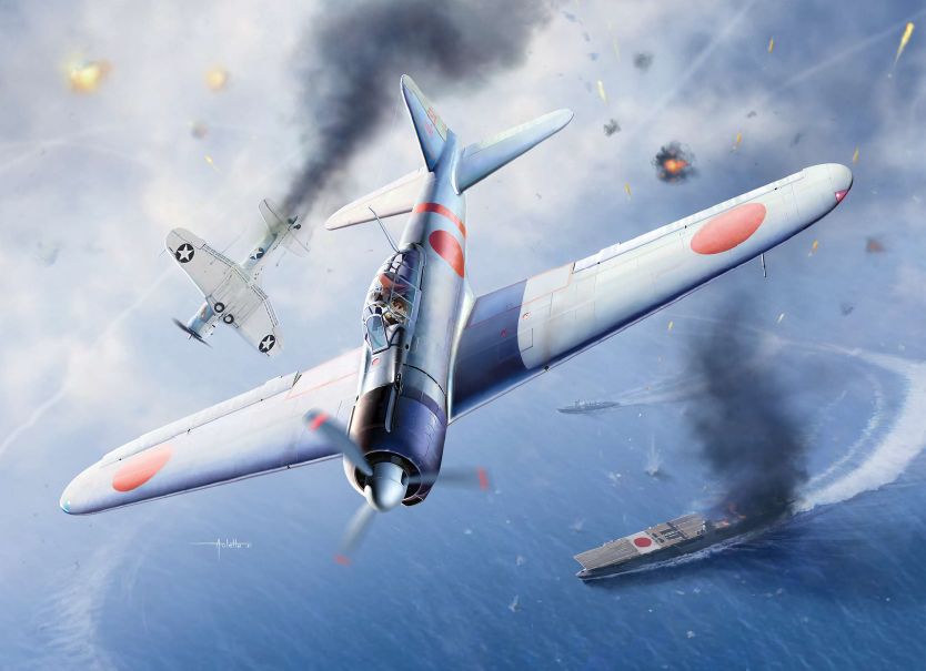 Academy 1/48 A6M2b Zero Fighter Model 21 "Battle of Midway" - Click Image to Close