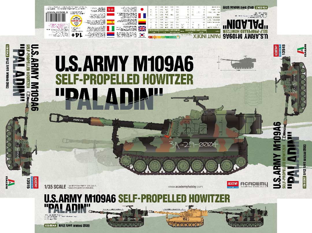 Academy 1/35 U.S. Army Self-Propelled Howitzer M109A6 Paladin
