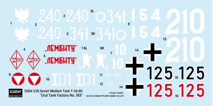 Academy 1/35 Soviet Medium Tank T-34-85 Ural Tank Factory No.183 - Click Image to Close