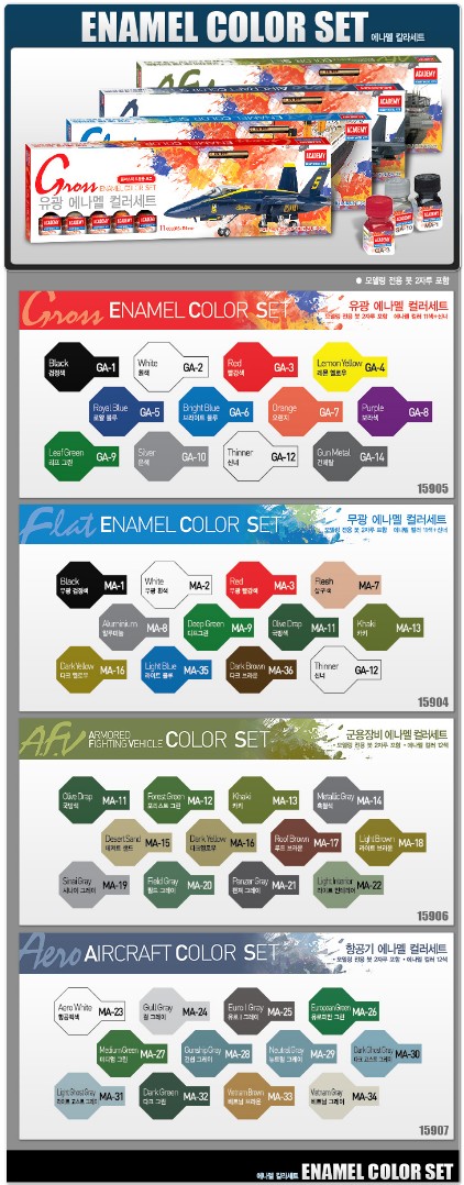 Academy Aero Aircraft Enamel Color Set Tools 12color 