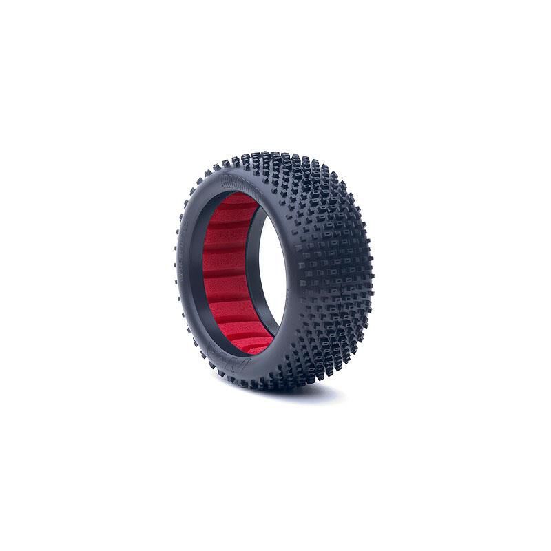 AKA Products 1/8 Buggy Crossbrace Med LW Tire w/ Red Insert (2)