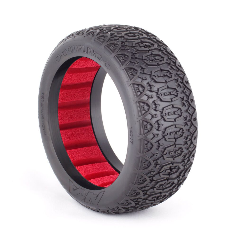 AKA Products 1/8 Buggy Chainlink Med LW Tire w/ Red Insert (2)