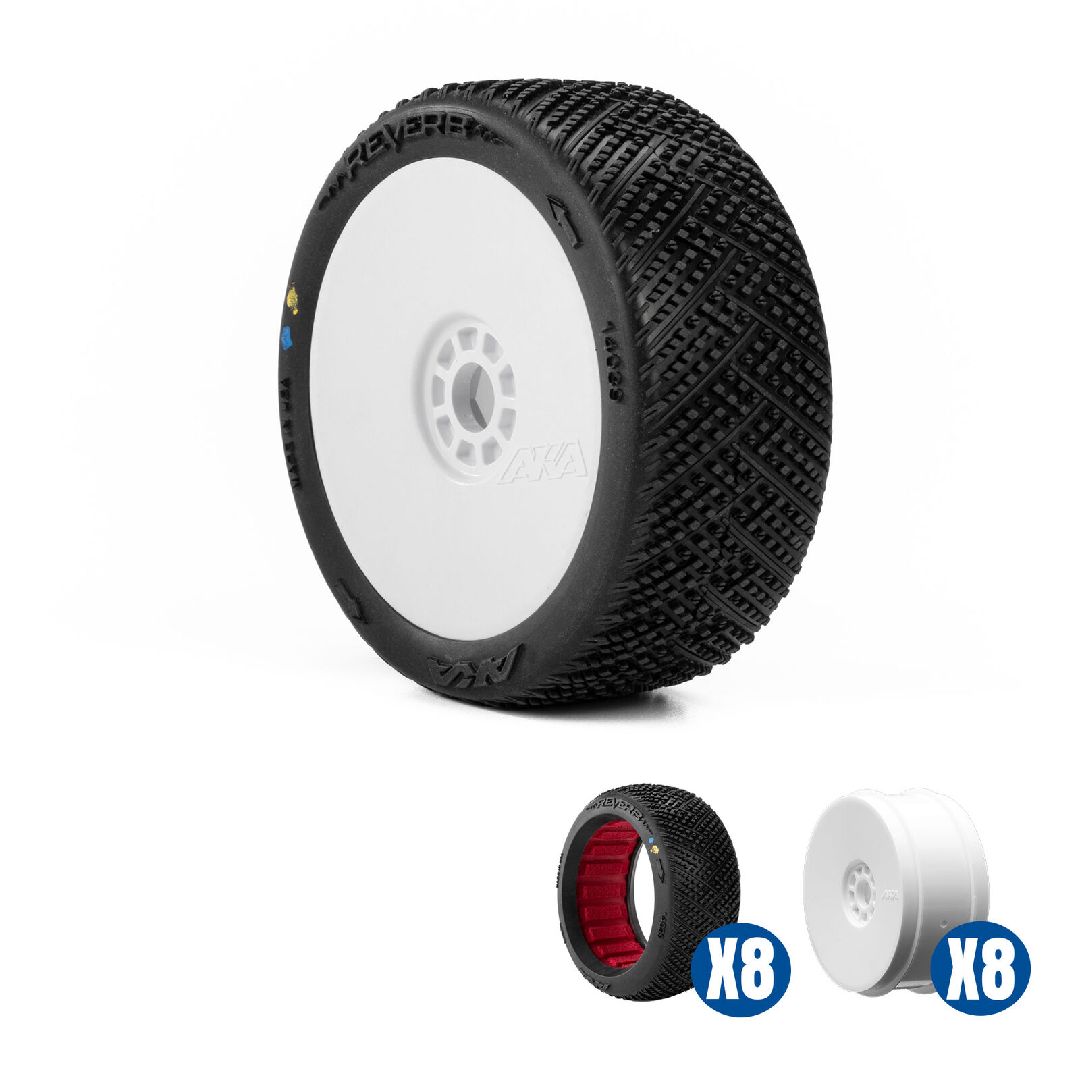 AKA Reverb SSLW Off-Road Buggy Tires & Wheels Racer Bundle (8)