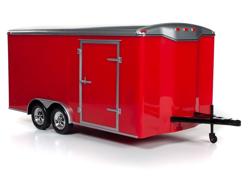 American Muscle 1/18 EnclosedTrailer - Red with Silver