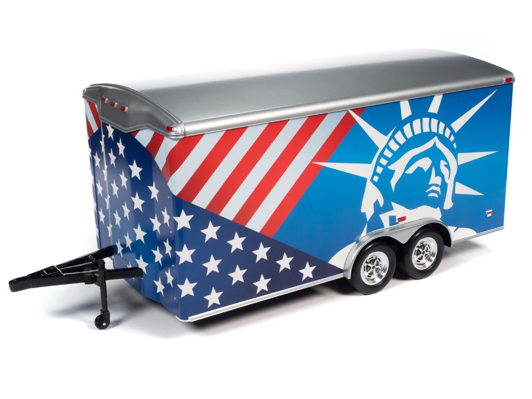 American Muscle 1/18 Enclosed Trailer - Patriotic - Click Image to Close