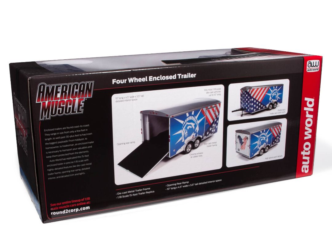 American Muscle 1/18 Enclosed Trailer - Patriotic