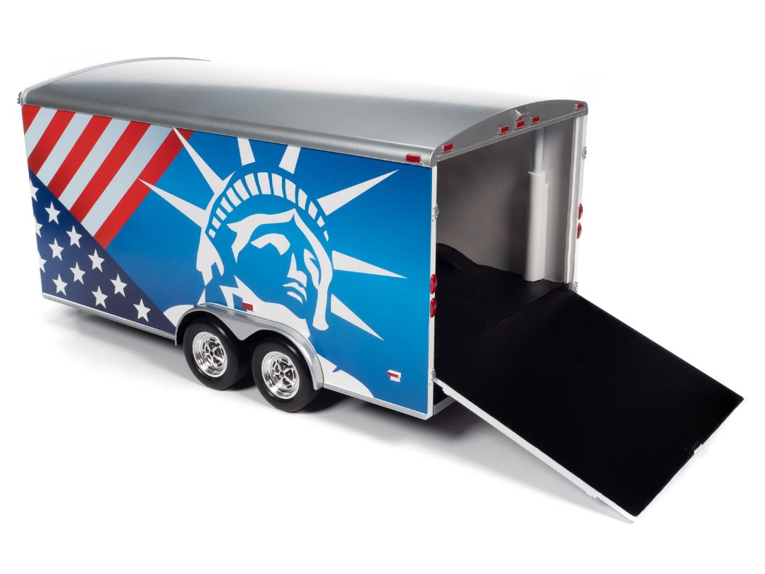 American Muscle 1/18 Enclosed Trailer - Patriotic - Click Image to Close