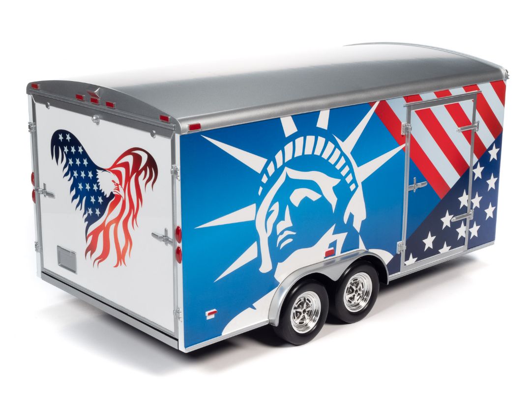 American Muscle 1/18 Enclosed Trailer - Patriotic - Click Image to Close