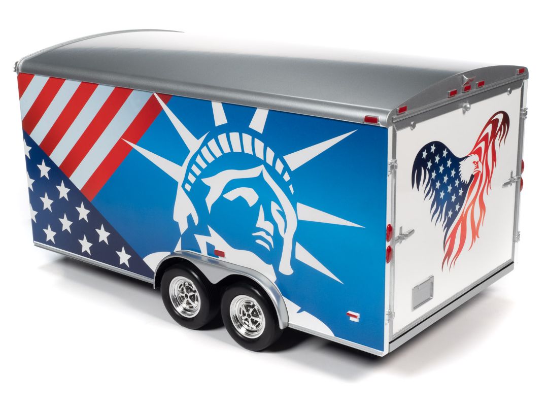 American Muscle 1/18 Enclosed Trailer - Patriotic - Click Image to Close