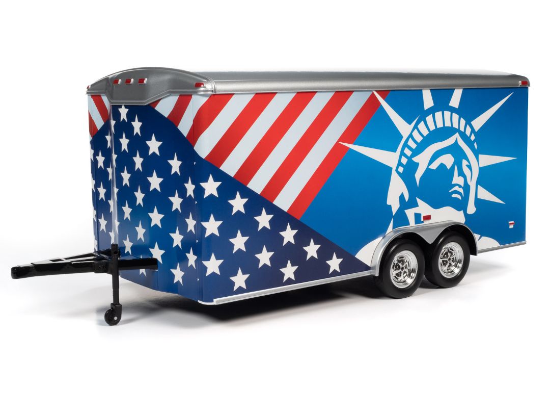 American Muscle 1/18 Enclosed Trailer - Patriotic - Click Image to Close
