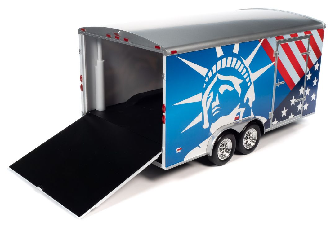 American Muscle 1/18 Enclosed Trailer - Patriotic - Click Image to Close