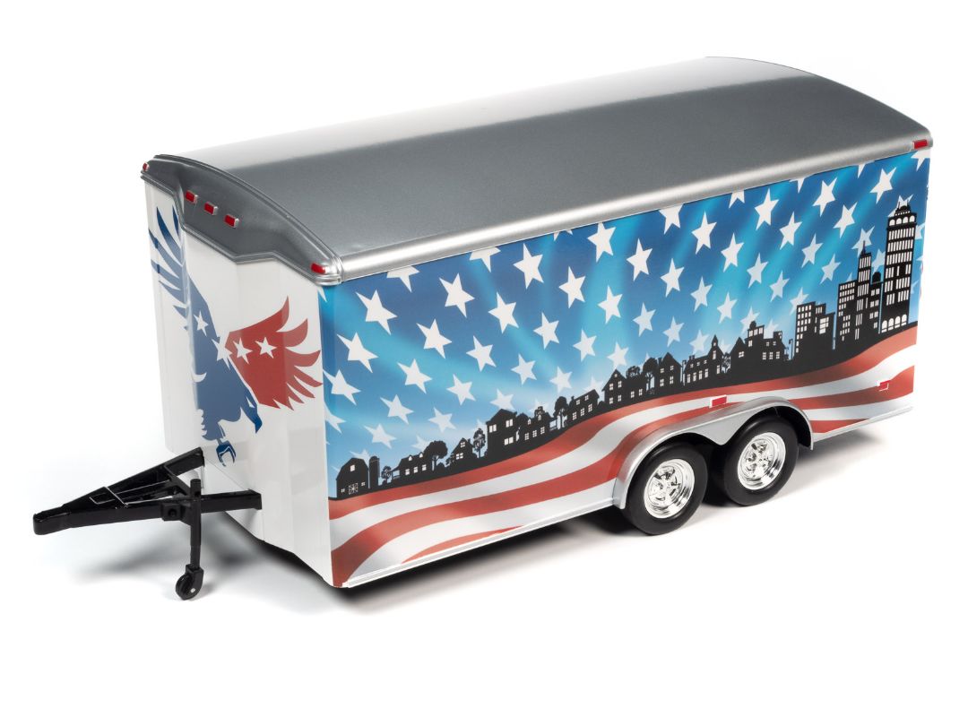 American Muscle 1/18 Enclosed Trailer - Patriotic Brave & Bold