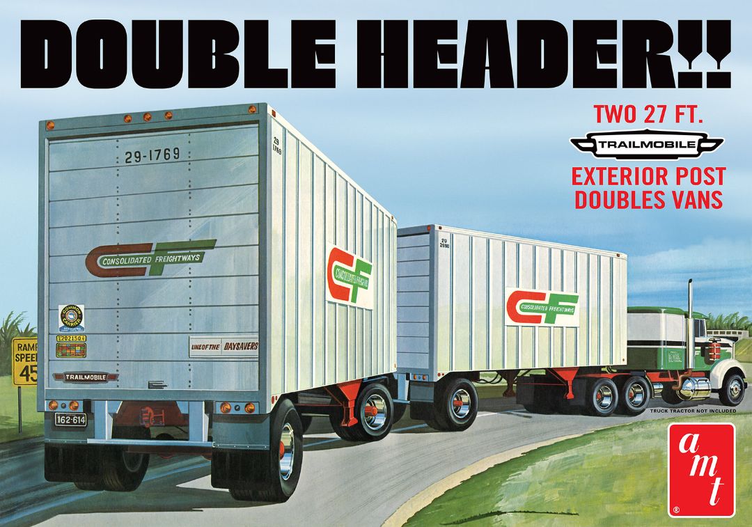 AMT "Double Header" Tandem Van Trailers 1/25 Model Kit - Click Image to Close