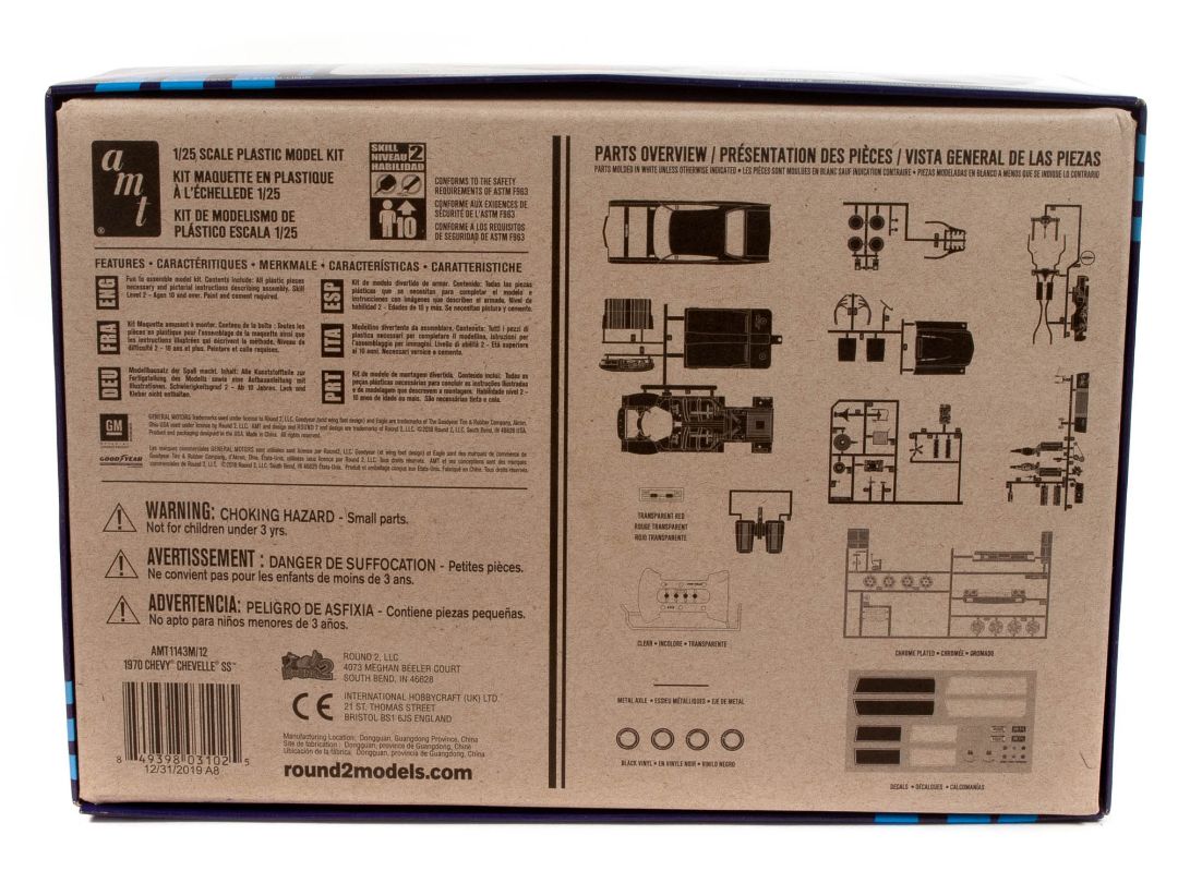 AMT 1970 Chevy Chevelle SS 2T 1/25 Model Kit (Level 2) - Click Image to Close