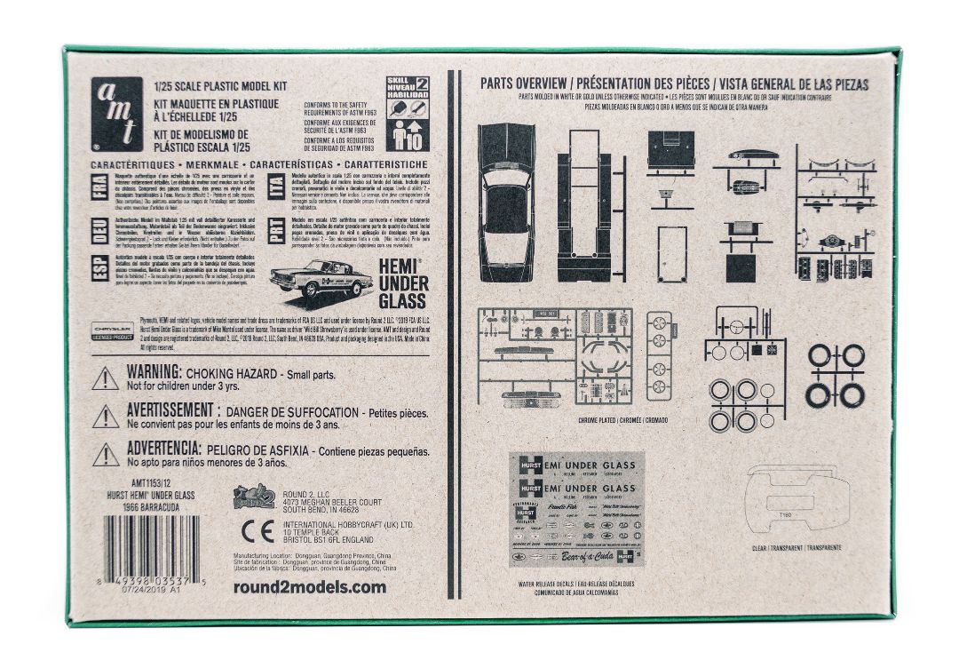 AMT 1966 Plymouth Barracuda "Hemi Under Glass" 1/25 Model Kit - Click Image to Close