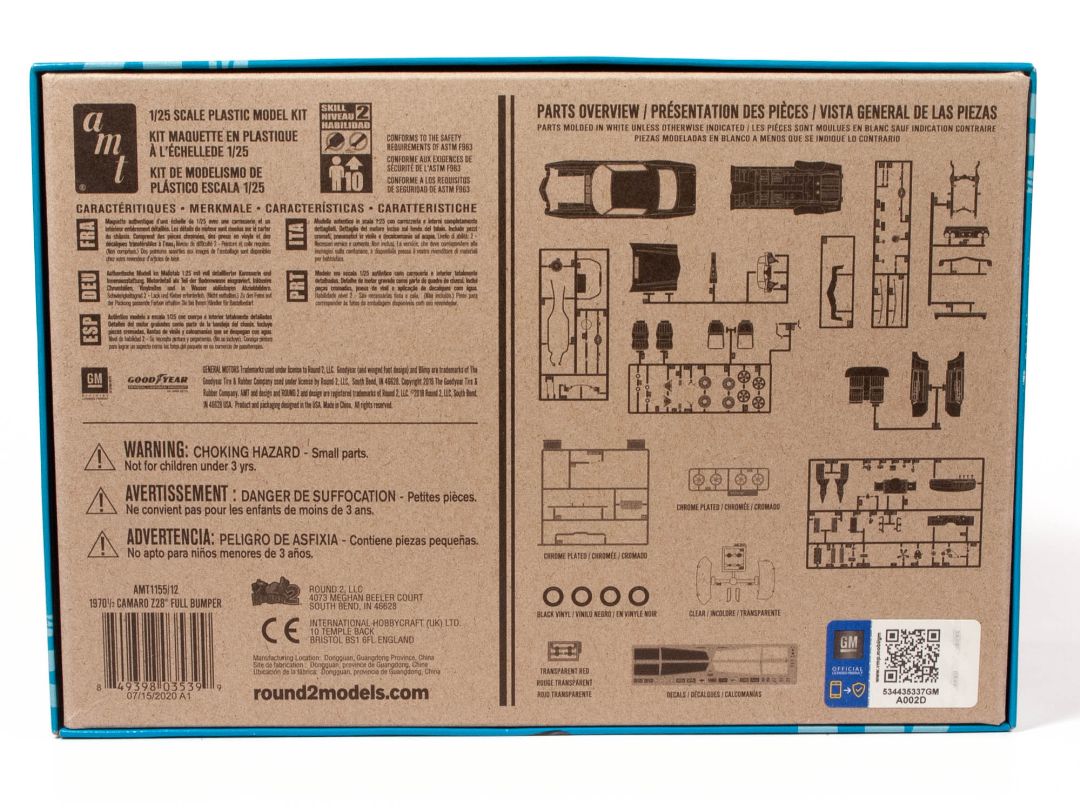 AMT 1970 Camaro Z28 "Full Bumper" 1/25 Model Kit (Level 2)