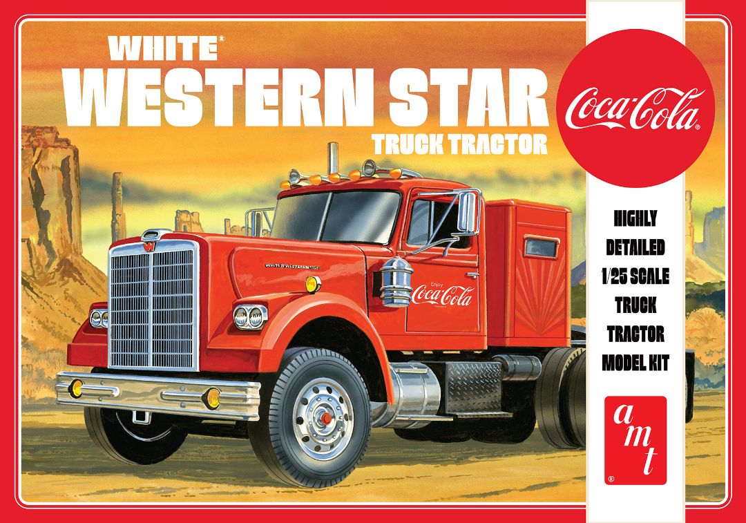 AMT White Western Star Semi Tractor (Coca Cola) 1/25 Model Kit - Click Image to Close