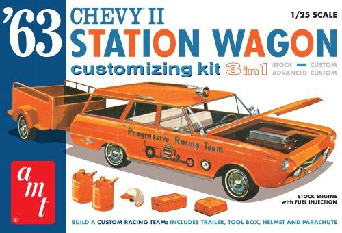 AMT 1963 Chevy II Station Wagon w/Trailer 1/25 Model Kit (Lvl 2)