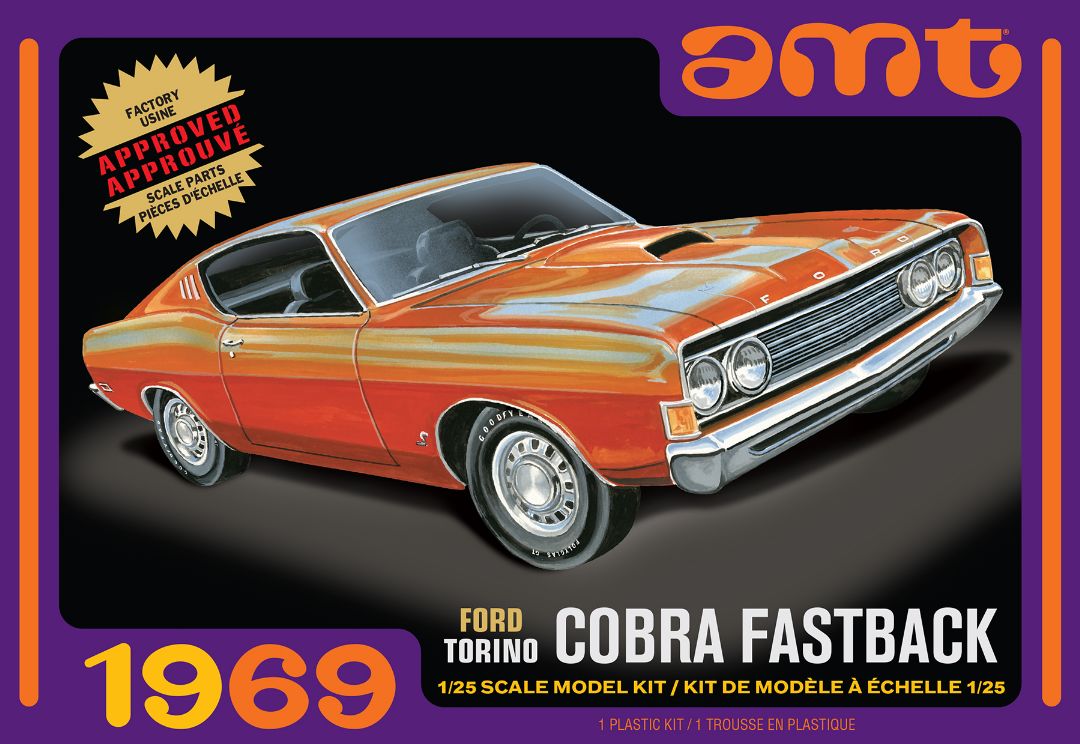 AMT 1969 Ford Torino Cobra Fastback 2T 1/25 Model Kit (Level 2)