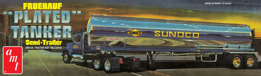 AMT Fruehauf Plated Tanker Trailer (Sunoco) 1/25 Model Kit - Click Image to Close