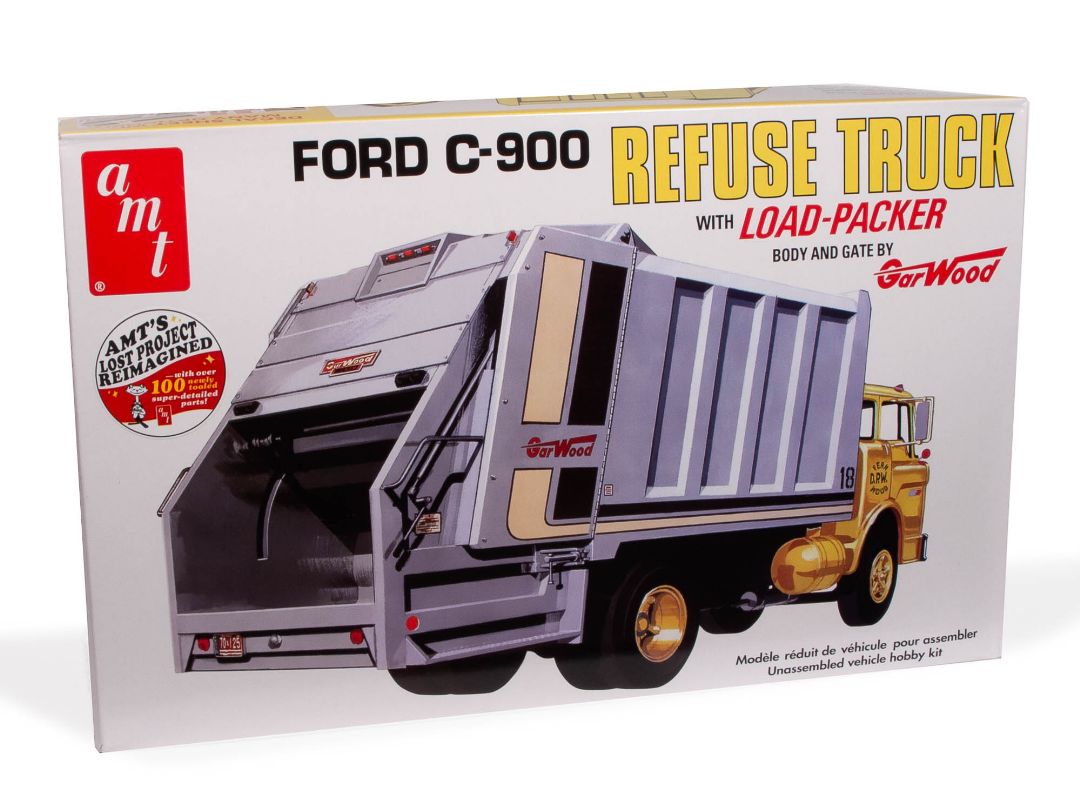 AMT Ford C-900 Gar Wood Load Packer Garbage Truck 1/25 Model Kit - Click Image to Close