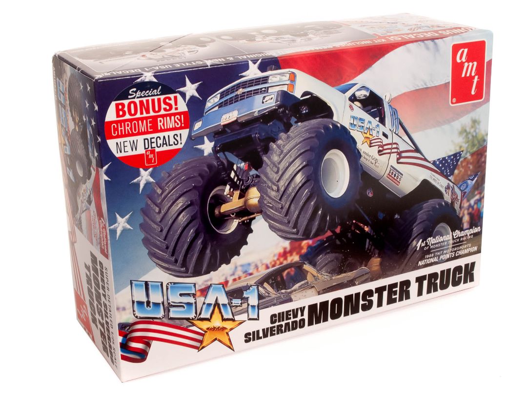 AMT USA-1 Chevy Silverado Monster Truck 1/25 Model Kit (Level 2) - Click Image to Close