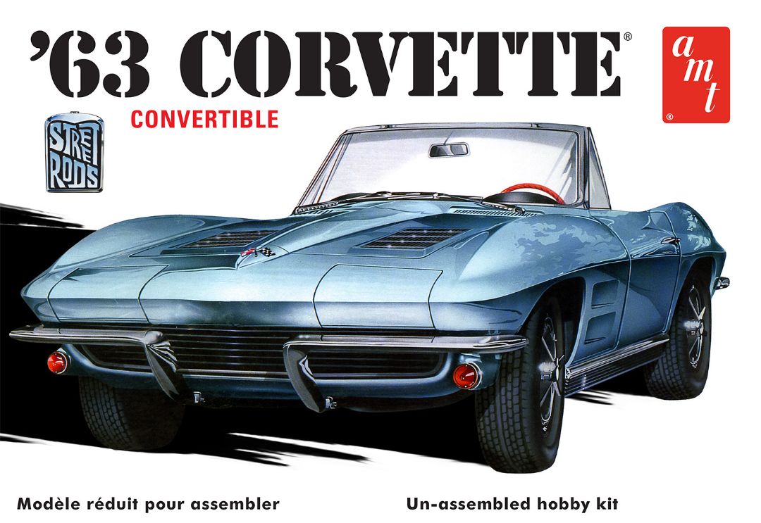 AMT 1963 Chevy Corvette Convertible 1/25 Model Kit (Level 2) - Click Image to Close