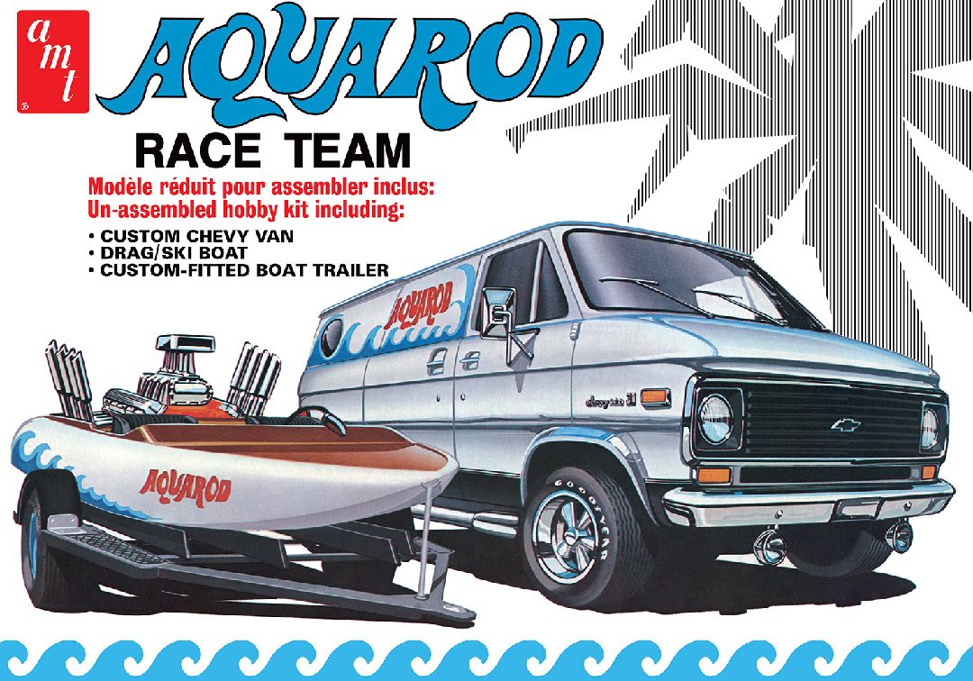 AMT 1/25 Aqua Rod Race Team 1975 Chevy Van, Race Boat & Trailer