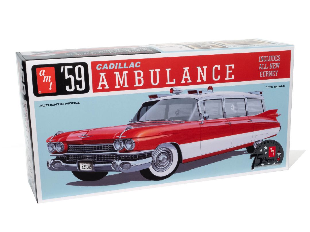 AMT 1/25 1959 Cadillac Ambulance With Gurney - Click Image to Close