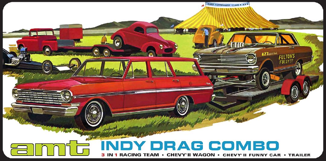 AMT 1/25 Indy Drag Combo (Chevy II Wagon, Funny Car/Trailer)