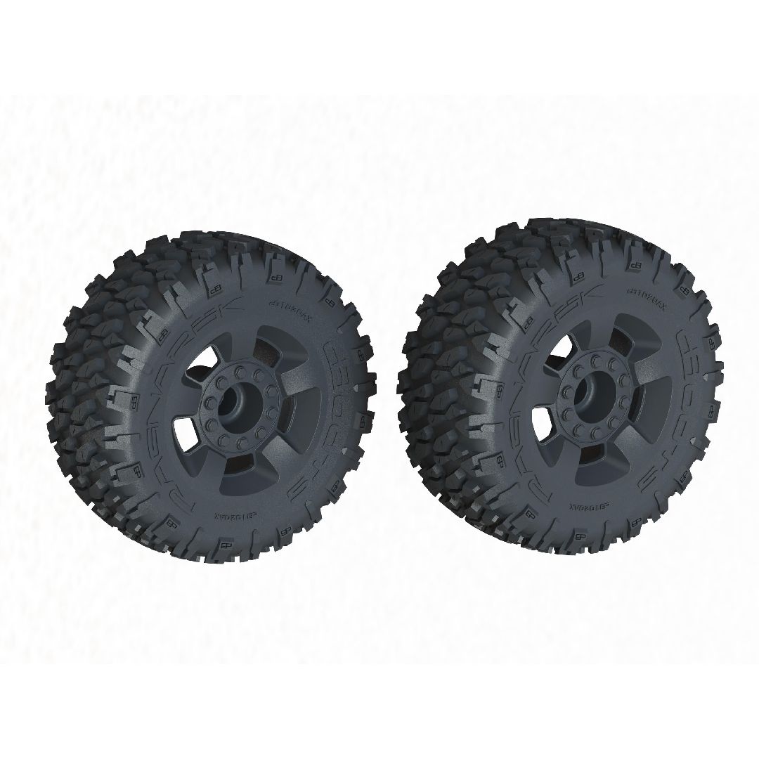 Arrma DBoots 'Ragnarok MT' Tire on Black Wheels, OD 5.15"(2)