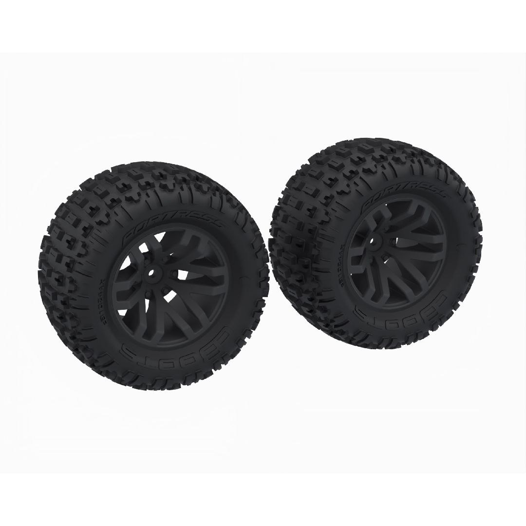 Arrma DBOOTS 'FORTRESS MT' Tire on Black Wheels, OD 5.0" (2)