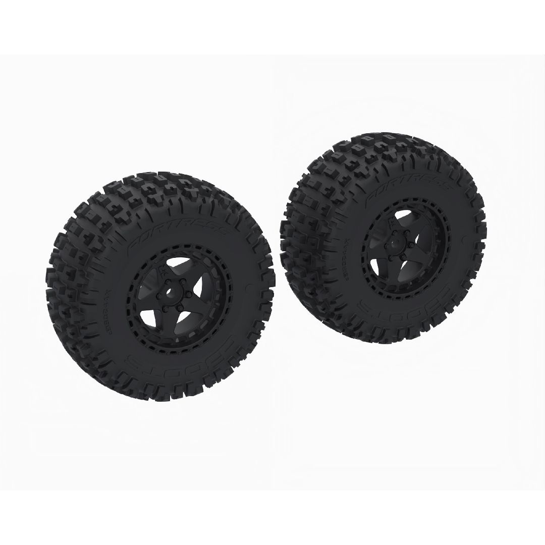 Arrma DBOOTS 'FORTRESS SC' Tire on Black Wheels, OD 4.1" (2)