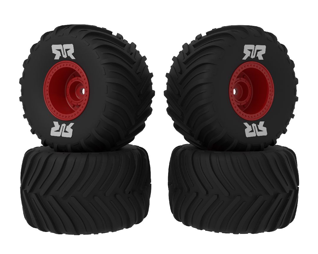 Arrma dBoots Chevron MT Tire Set Glued (Red) (2 Pairs)