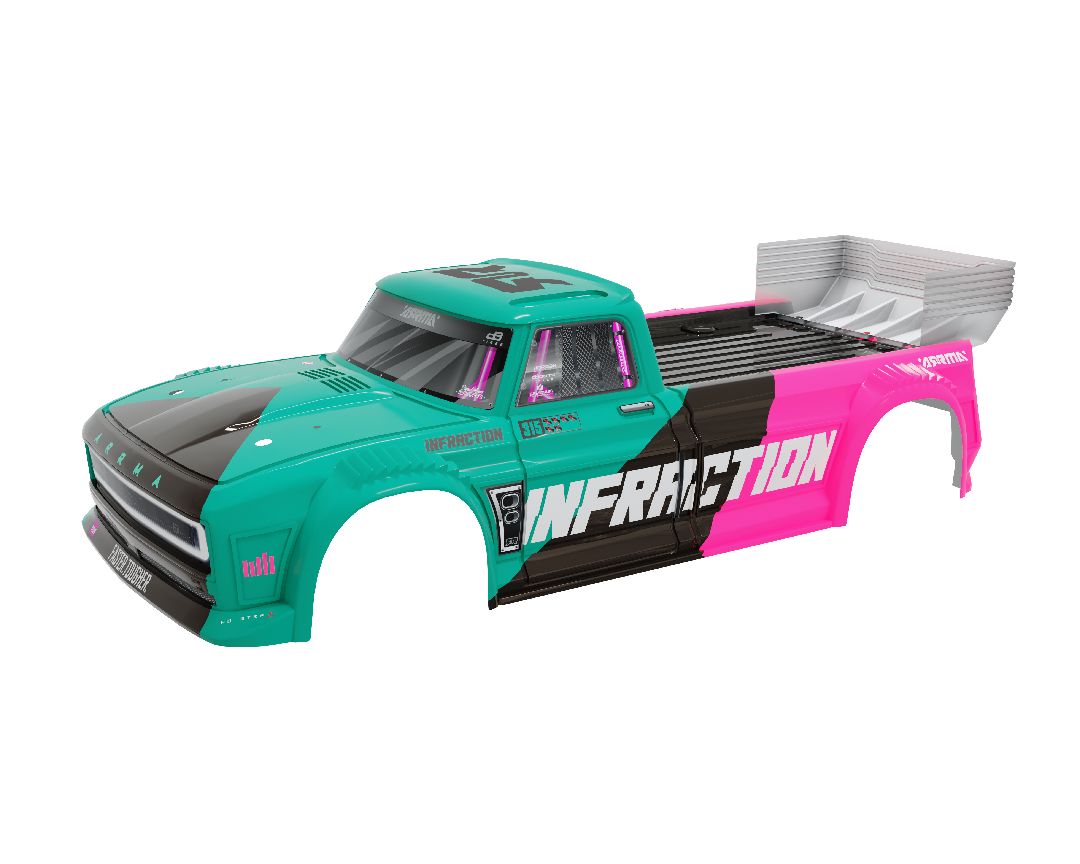 Arrma INFRACTION 4X4 All Road 3S BLX Painted Body - Teal/Pink