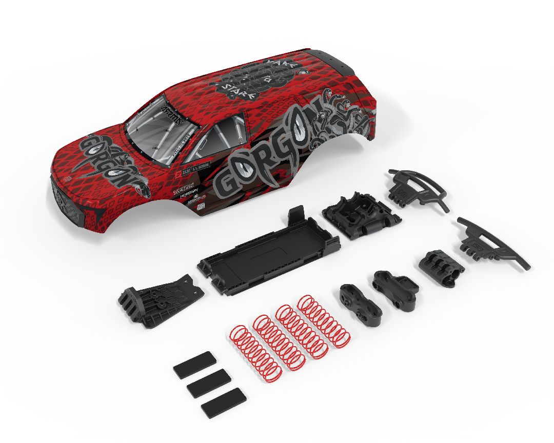Arrma GORGON Painted Decaled Trimmed Body Set - Red/Black