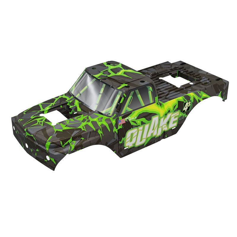 Arrma QUAKE 4S BLX Clipless Painted Decalled Body - Black/Green
