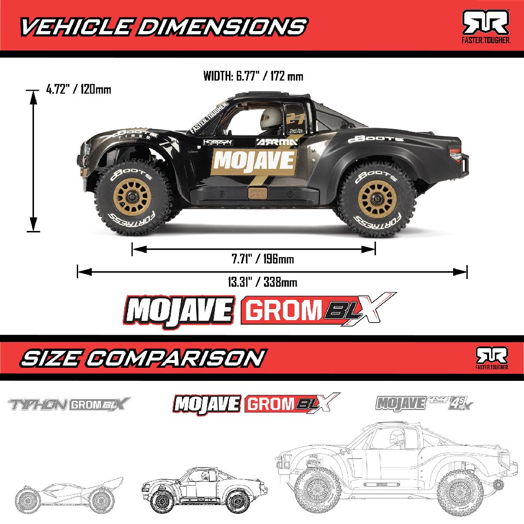 Arrma 1/16 MOJAVE GROM BLX 4x4 Desert Truck RTR - Black