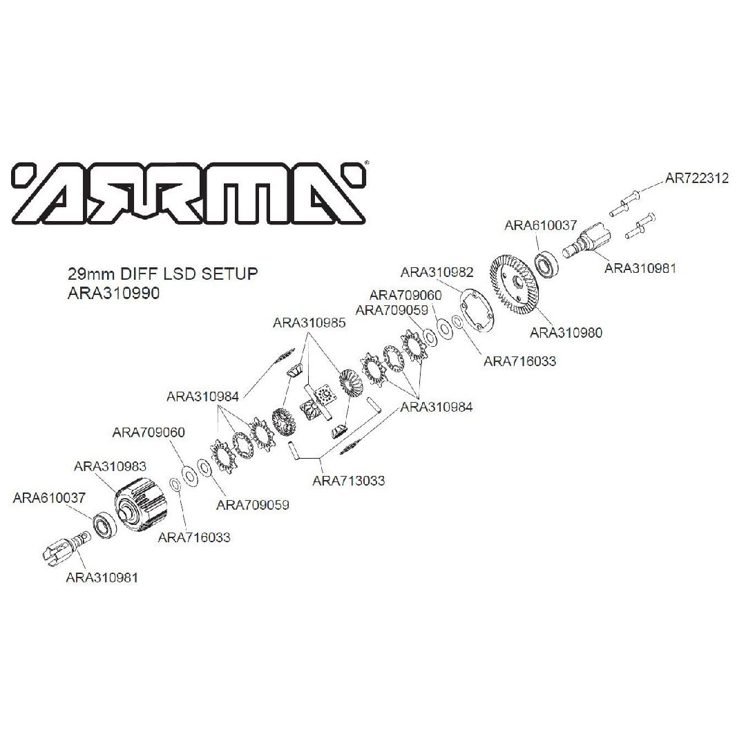 Arrma Limited Slip F/R Diff Set GP4 5mm 10k