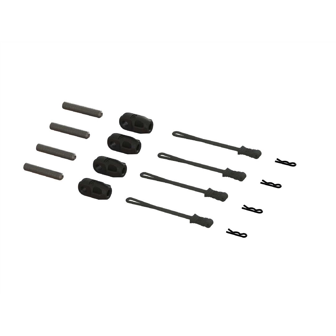 Arrma Brace Rod Ends w/Pins And Retainers (4)