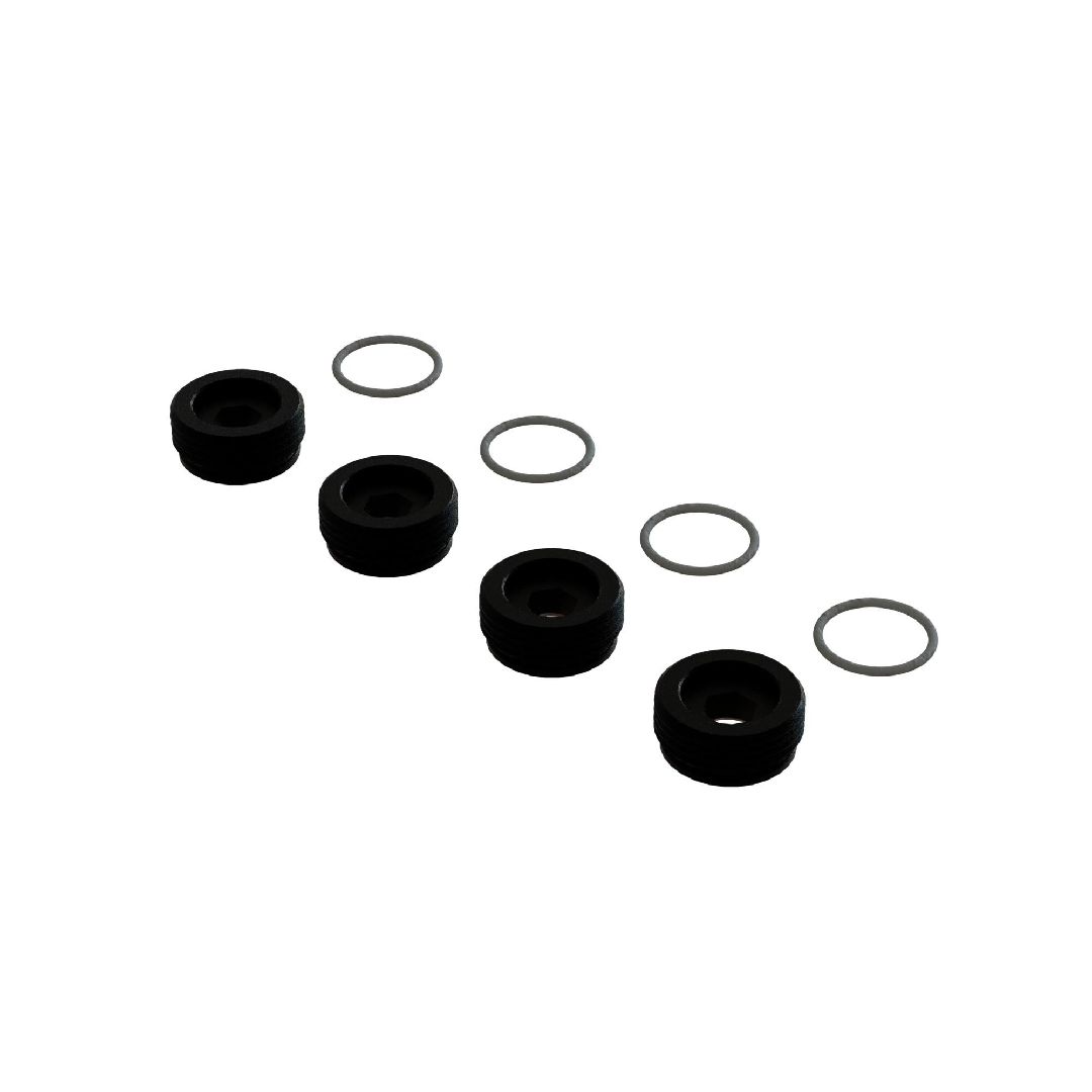 Arrma Aluminum Front Hub Nut Inc. O-Rings (4) - Black
