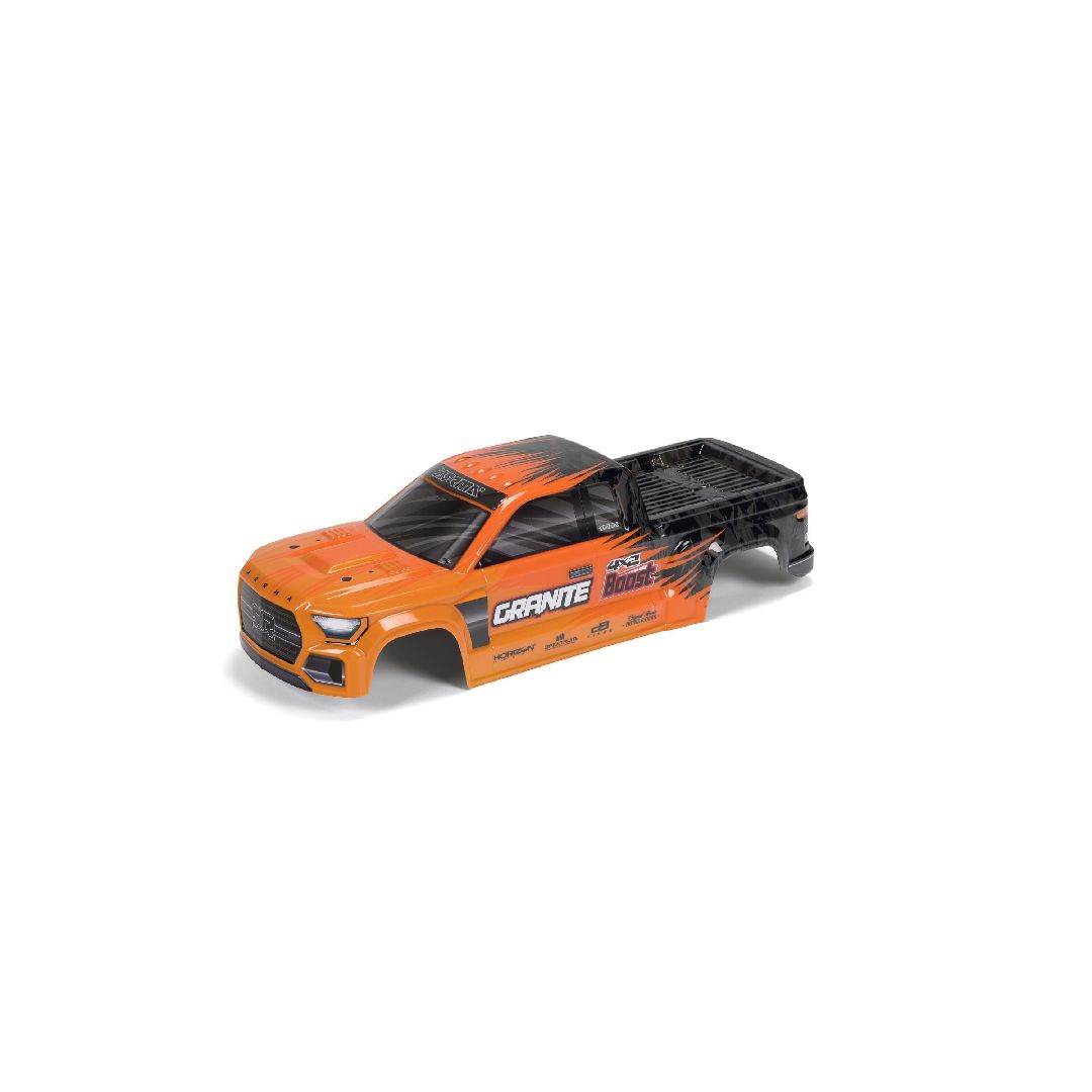 Arrma GRANITE 4X2 Painted Decaled Trimmed Body - Orange/Black