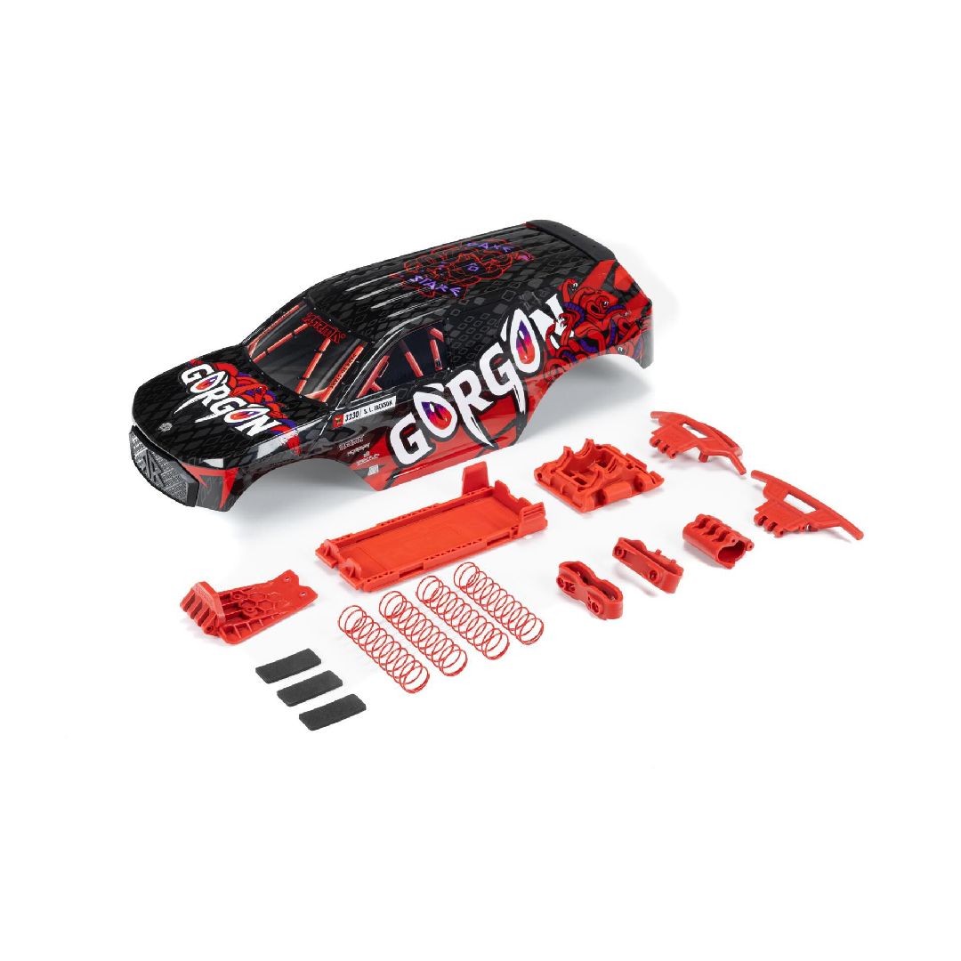 Arrma GORGON Painted Decaled Trimmed Body Set - Black/Red