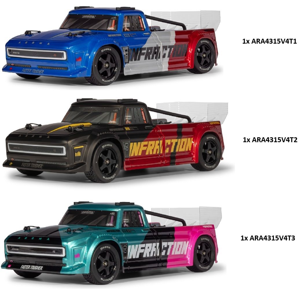 Arrma 1/8 INFRACTION 223S DSC 4X4 RTR Brushless - 3 versions