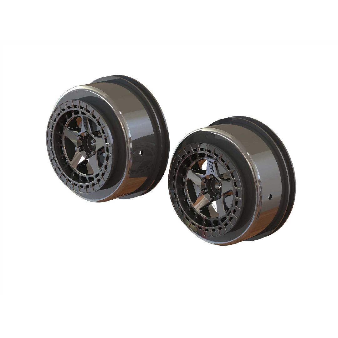 Arrma SC 2.2/3.0 Wheel, 14mm Hex, Black/Chrome (2)