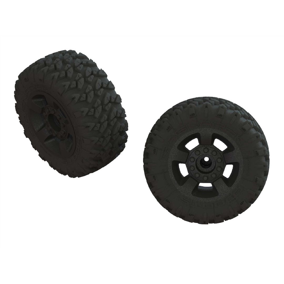 Arrma dBoots 'Ragnarok MT' Tire on Black Wheels, OD 5.15" (2)
