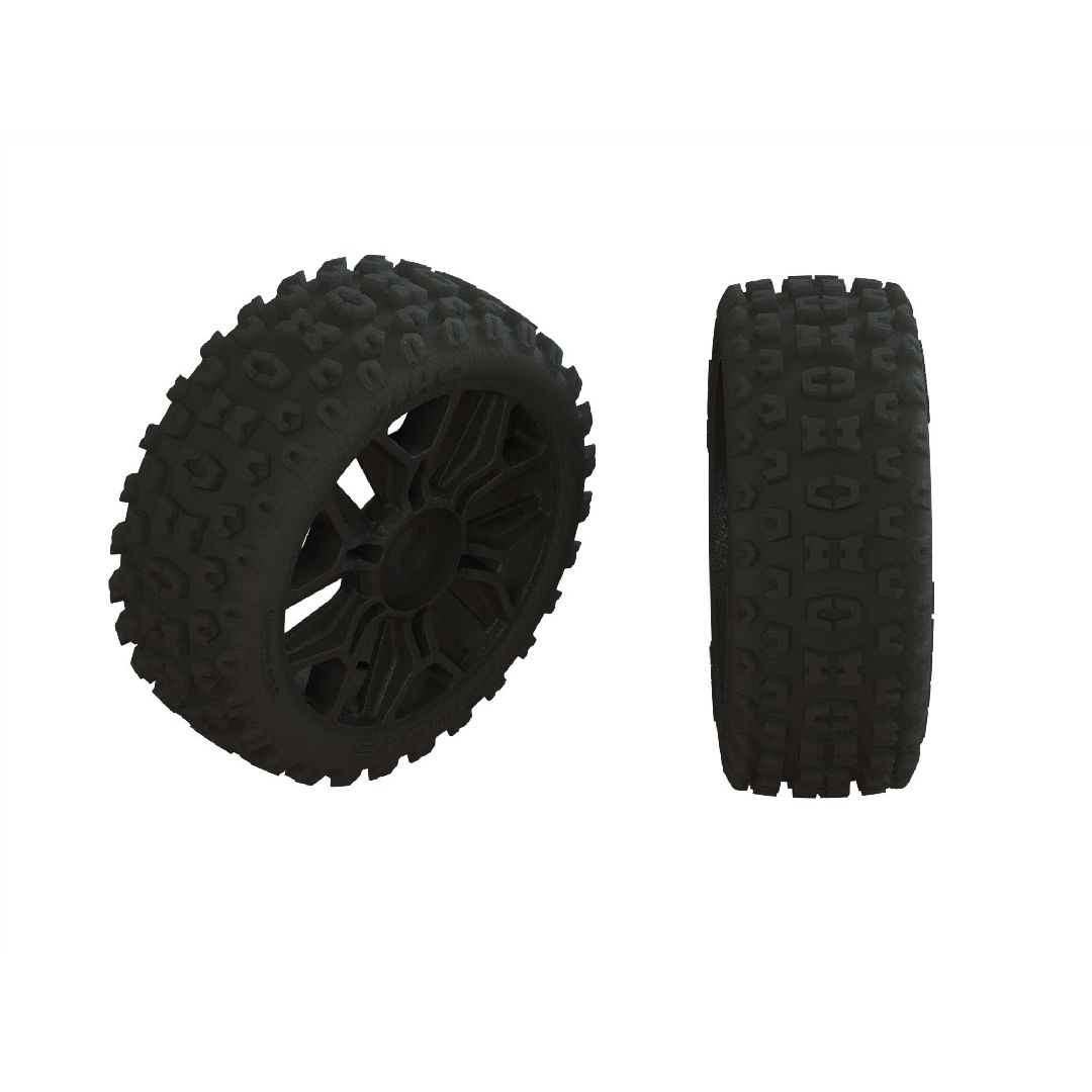 Arrma dBoots '2HO' 3.3 Tire, 17mm on Black Wheels, OD 4.6" (2)