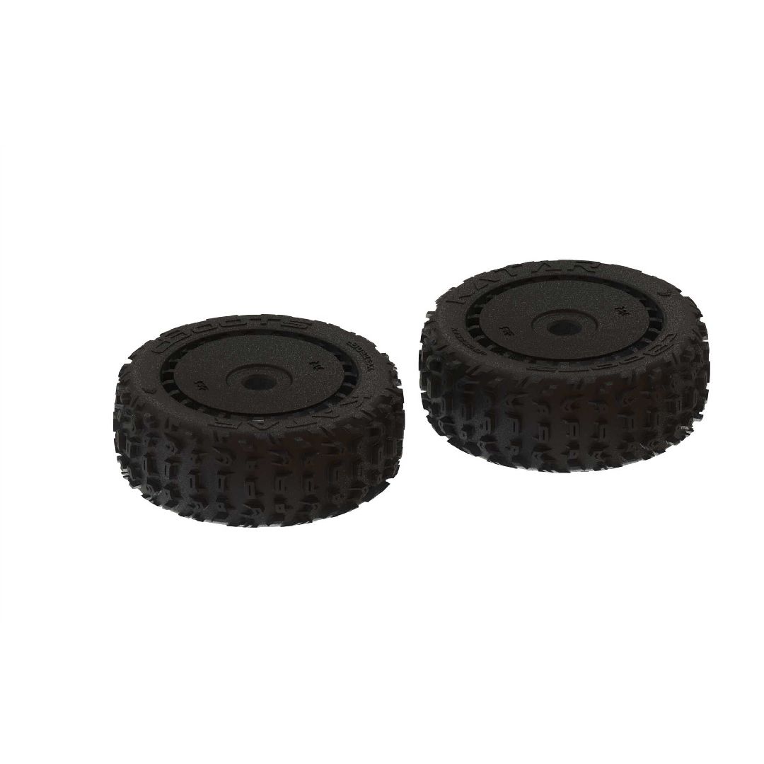 Arrma dBoots 'Katar B 6S' Tire on Black Wheels, OD 4.6" (2)